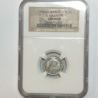 1783 Mo Ff Mexico 1 Real Ngc El Cazador Shipwreck Coin photo