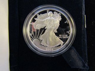 2004 W One Troy Ounce Silver Proof American Eagle Dollar Coin With Box photo