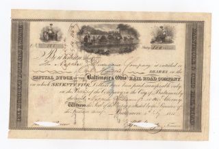1835 Baltimore & Ohio Railroad Company Stock Certificate photo