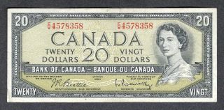 1954 $20.  00 Bc - 41b F - Vf Old Bank Of Canada Elizabeth Twenty Dollars photo