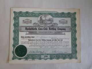 Rare Stock Certificate 1 Apalachicola Coca - Cola Bottling Company photo