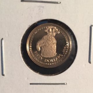 1988 Proof British Virgin Islands $50 Gold Coin Km 76 Bird ' S Head Staff photo