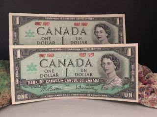 Bank Of Canada Centennial Of Canadian Confederation $1 Banknote (x2) photo
