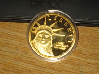 American - Statue Of Liberty 24k Gold - Layered Proof Coin photo