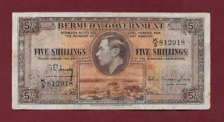 Bermuda 5 Shillings 1937 P - 8 Vf,  Rare Bahamas photo