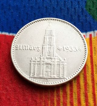Extra Rare 1934 J Wwii 2 Mark Silver German Garrisonkirche Reich Coin 5 photo