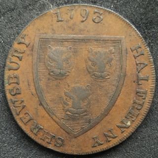 1793 Great Britain Shropshire Shrewsbury Half Penny Conder D&h 23 photo