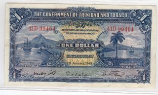 Trinidad & Tobago 1.  00 Dollar P5c Xf Note No Folds U.  S. photo