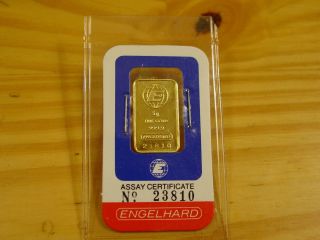 Rare 5 Gram 999.  9 Fine Gold Engelhard Bar Vintage Old Numbered In Assay photo