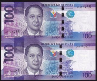 Philippines Banknote 100 Pesos Ngc Ladder Sn 123456,  654321 Uncirculated photo