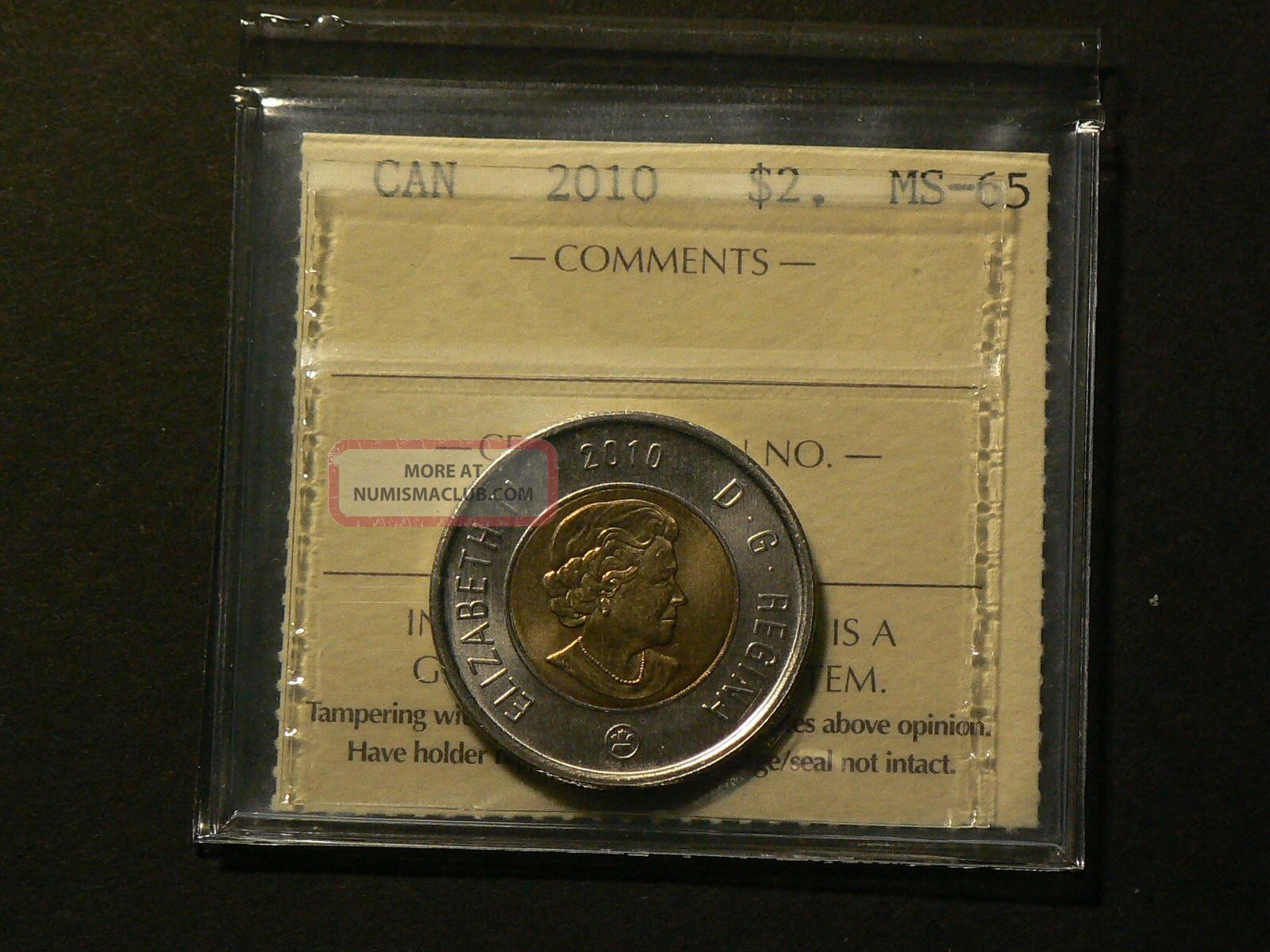Canada,  2010 Twoony Toonie Dollar Iccs Ms - 65 2780 Coins: Canada photo