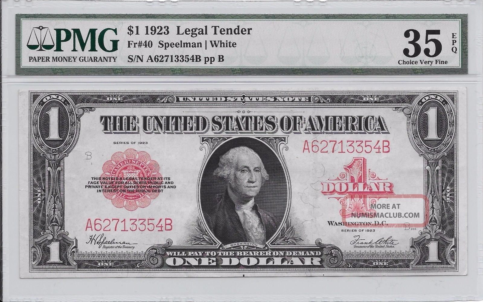 Paper 1923 $1 Dollar Legal Tender Red Seal Fr - 40 Choice Vf - 35 Epq Large Size Notes photo