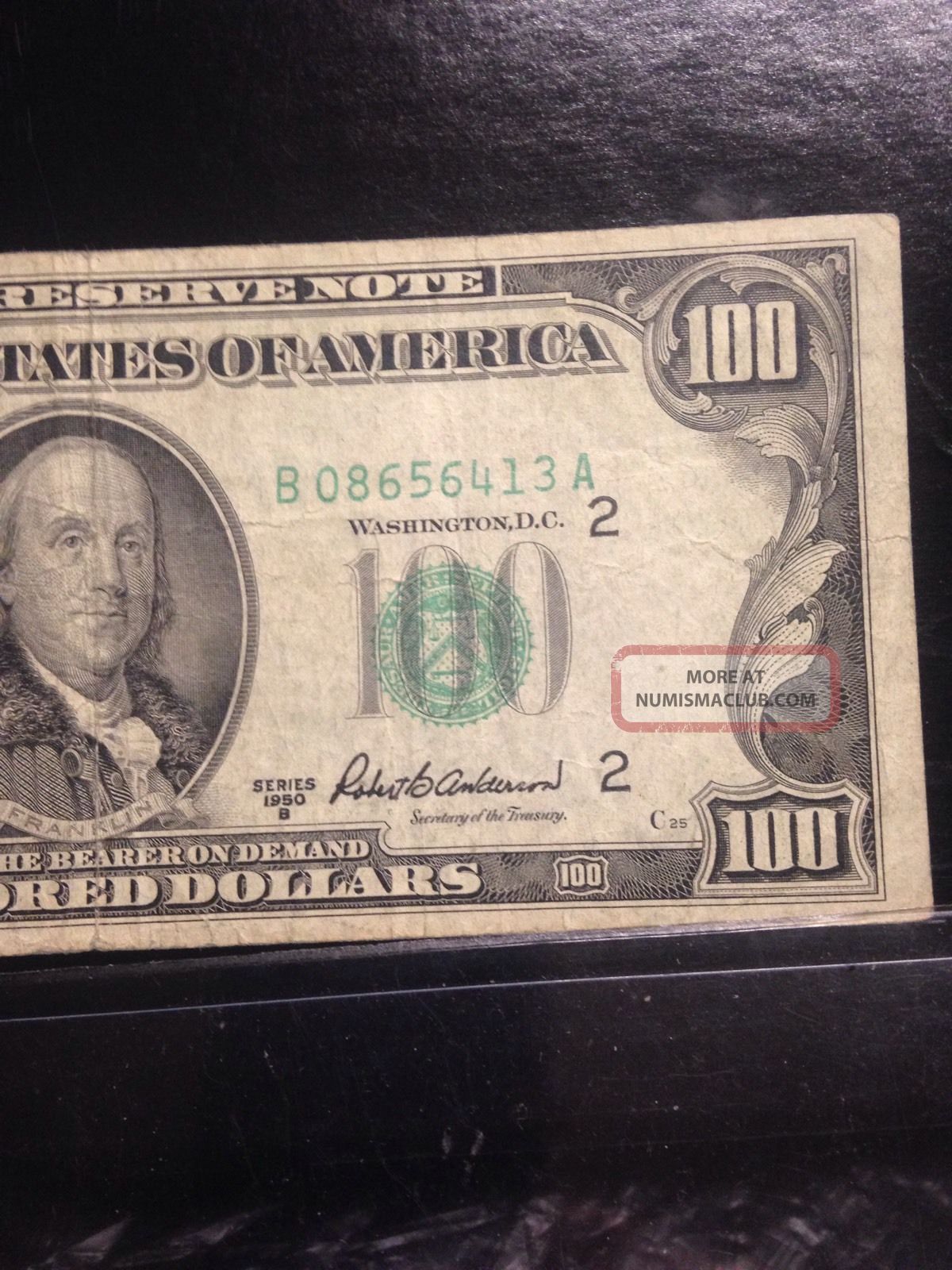 Currency Us $100.  Federal Reserve Note 1950b Small Size Notes photo
