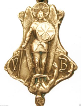 Exceptional Antique Art Nouveau Medal Pendant - Secret Decor - Archangel & Devil photo