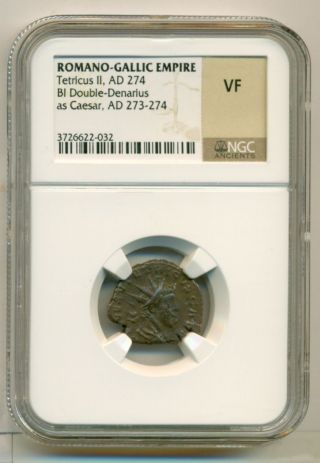 Romano - Gallic Empire Tetricus Ii (274 Ad) As Caesar Bi Double Denarius Vf Ngc photo