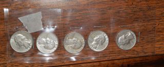 Five 1964 - D Silver Washington Head Quarters - Grade 