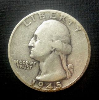 1945 25c Washington Quarter Circulated 90 Silver Us Coin 681u 
