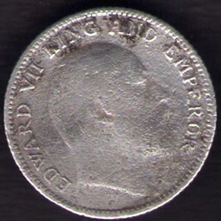 British India - 1906 - Edward Vii 1/4 Rupee Silver X - Fine Coin Ex - Rare Date photo
