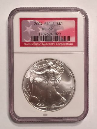 2004 1oz American Silver Eagle Ngc Ms69 photo