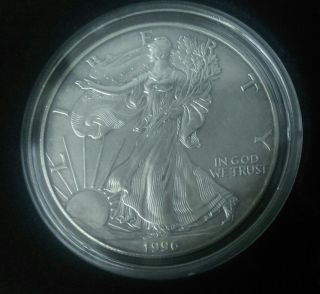 1996 $1 1oz.  American Silver Eagle Dollar Coin Bu,  Key Date Lowest Us Box photo