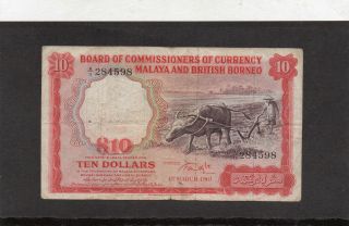 Board Of Commissioners Of Currency Malaya And British Borneo Ten Dollars1961 photo