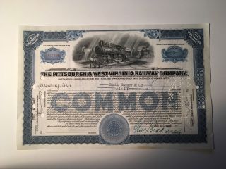 Pittsburgh & West Virginia Railway Company Stock Certificate 50 Shares 1947 photo