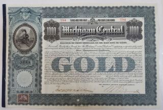1902 Michigan Central Railroad Company Bond Stock Certificate Ny photo