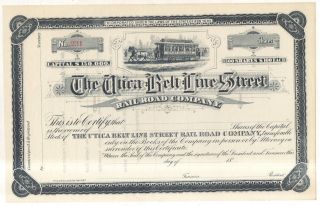 Utica Belt Line Street Railroad Company Horse Car Railroad Stock Certificate photo