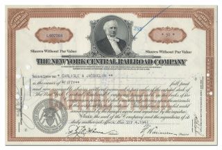 York Central Railroad Company Stock Certificate photo