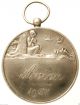 The Lady W Flute & Deer,  Pan W Birds Art Deco Antique Medal Signed Raoul Benard Exonumia photo 3