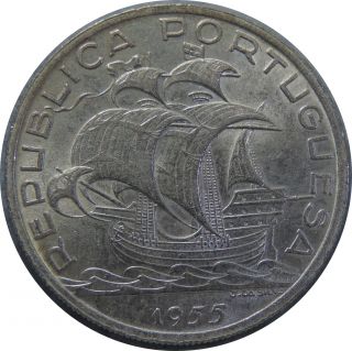 Portugal 10 Escudos 1955 Km 586 Unc Silver Coin G8 photo