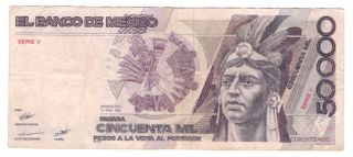 Mexico 50000 Pesos Cuauhtemoc 1986 P - 93a F - Vf Serie V photo