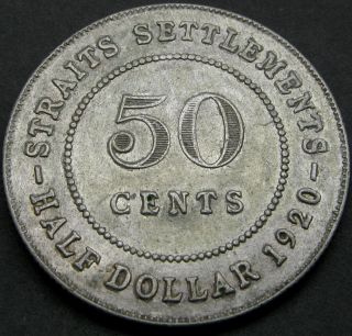 Straits Settlements (british Colony) 50 Cents 1920 - Silver - George V.  - 253 photo