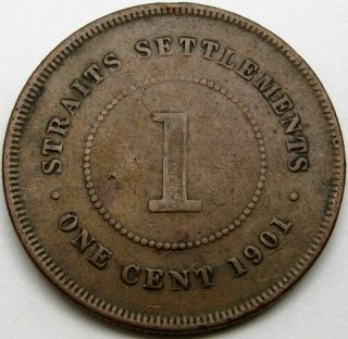 Straits Settlements (british C.  Colony) 1 Cent 1901 - Bronze - Victoria - 251 photo