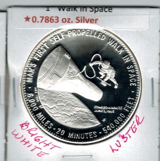 1965 Gemini Ii First Self - Propell Walk In Space Silver 925 Bright White & Luster photo