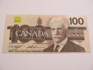 1988 Bank Of Canada One Hundred Dollar,  Canadian 100 Dollars Au photo
