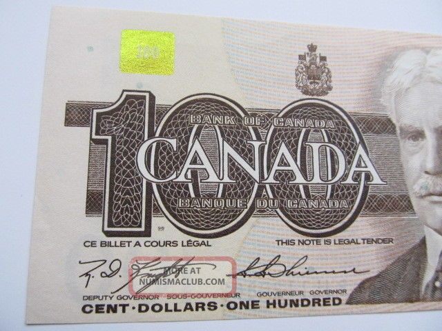1988 Bank Of Canada One Hundred Dollar Canadian 100 Dollars Au 1988-canada-100-dollar-bill-bird-series