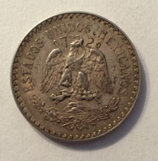 1933 Mexico.  720 Pure Silver 1 Peso Coin Circulated photo