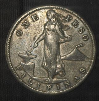 1907 S Philippines Silver Peso,  Vf photo