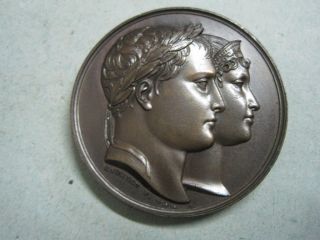 Napoleon Emperor And King And Louise Of Austria April 1,  1810 Bronze Medal photo