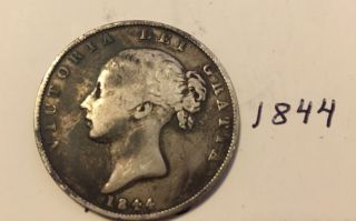 Collectible 1844 Great Britain Silver Half Crown Queen Victoria photo