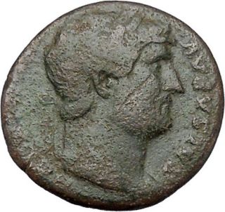 Hadrian Bisexual Emperor Big Ancient Roman Coin Annona Produce Of Year I40845 photo