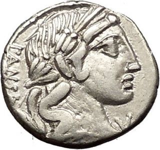 Roman Republic 90bc Ancient Silver Coin Of Rome Apollo Minerva Chariot I53862 photo