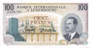 Luxembourg 100 Francs 1.  5.  1968 Prefix V Circulated Banknote,  G.  1a photo