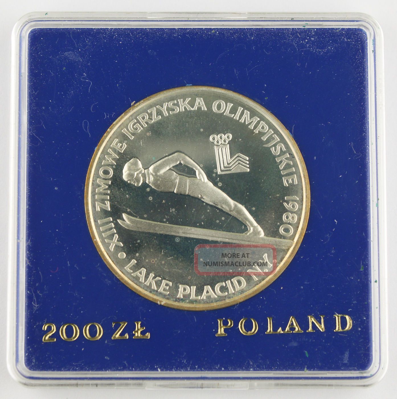 Poland 1980 Winter Olympics 200 Zlotych Proof Silver Coin - Without