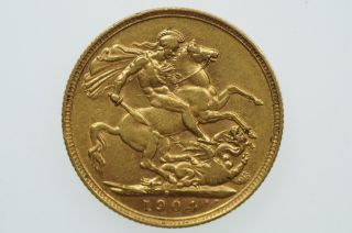 1904 Sydney Gold Full Sovereign In Very Fine photo
