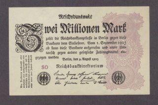 1923 2 Million Mark Germany Currency Unc Reichsbanknote German Banknote Note Gem photo