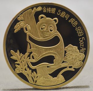 1987 Year China 5oz Gold - Plated China Panda Commemorate Coin photo