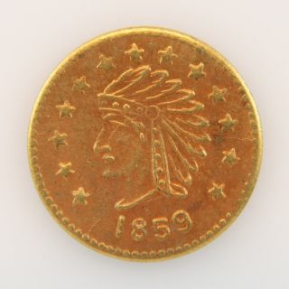 1859 California Gold Token - Round Indian With Star photo