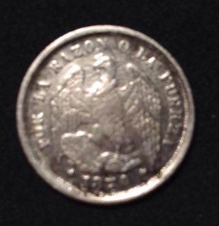 Chile 1870 1/2 Decimo Uncirculated Silver Coin photo